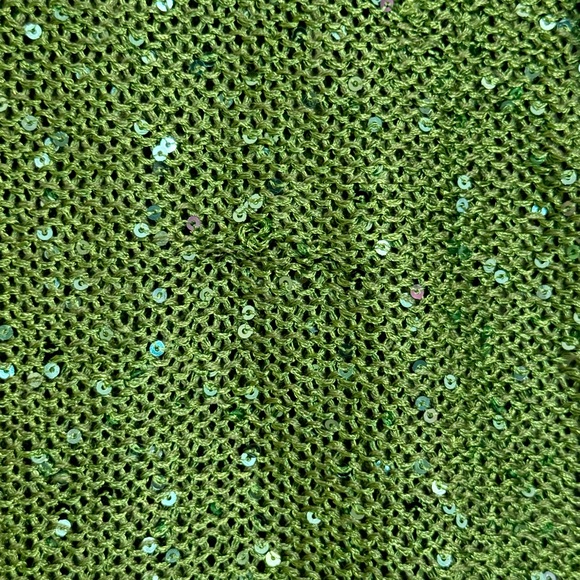 Questions by Say What? Green Sequined Sweater Short Sleeve Large - Picture 7 of 8